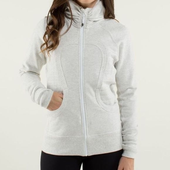 lululemon athletica Tops - Lululemon Calm & Cozy Heatherd Grey White Scuba Jacket
